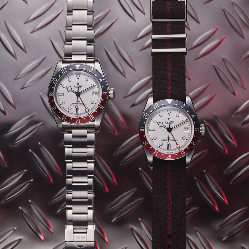 Dos versiones del nuevo reloj Tudor Black Bay GMT con esfera blanca